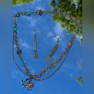 Bluey And Bingo Beaded Necklace + Matching Earrings